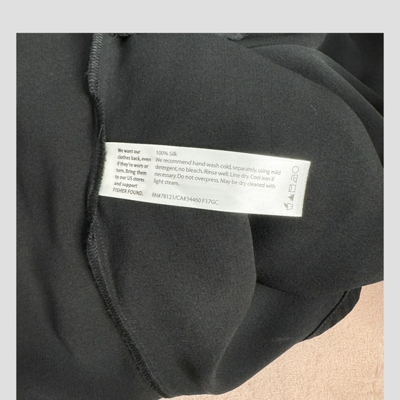 Eileen Fisher Petite Dress 100% Silk Georgette Crepe Long Sleeve Black Dress - Picture 7 of 8